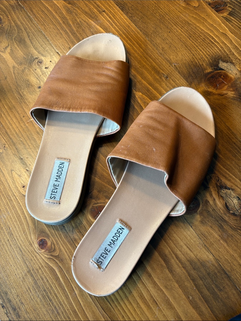 Steve Madden Tan/Brown Slide Sandals